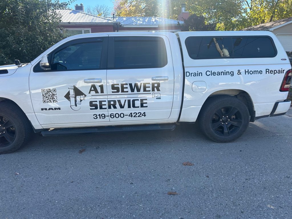 A1 Sewer Service work truck in Iowa City
